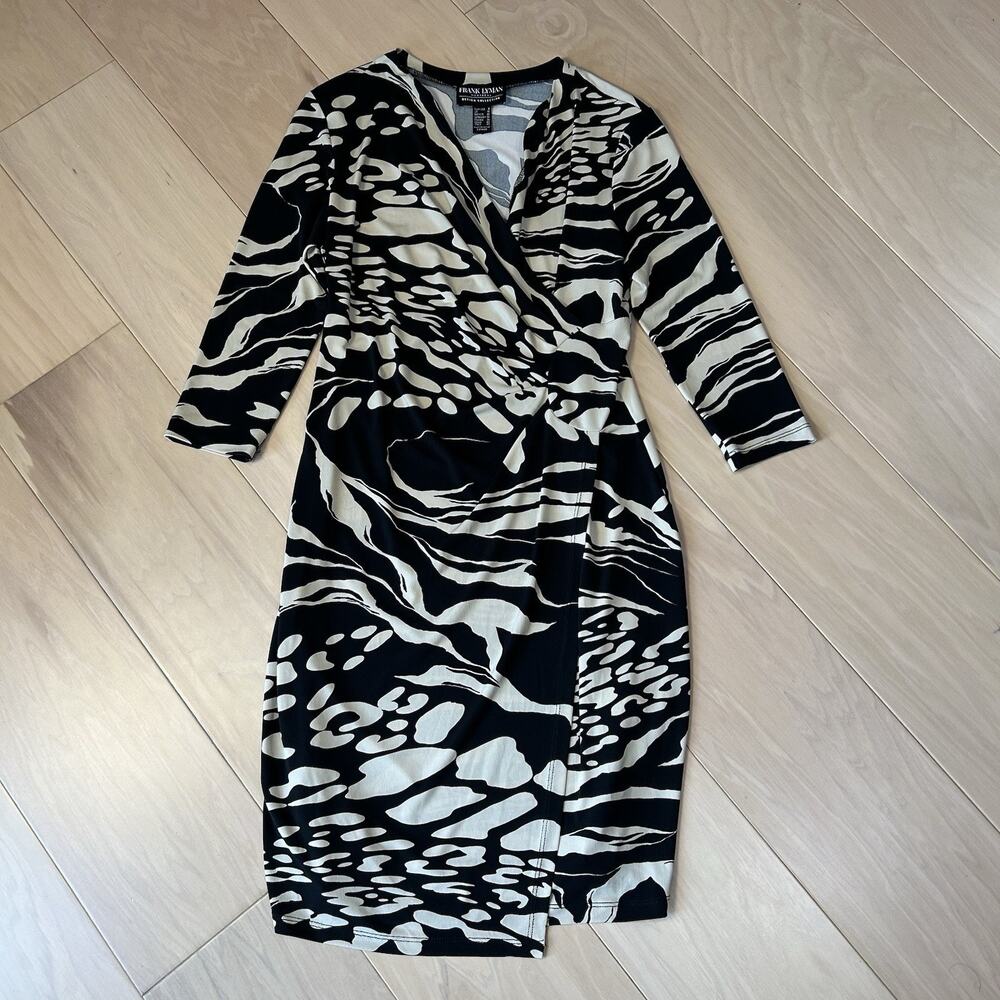 Frank Lyman Faux-Wrap Dress Long Sleeve Women’s 8